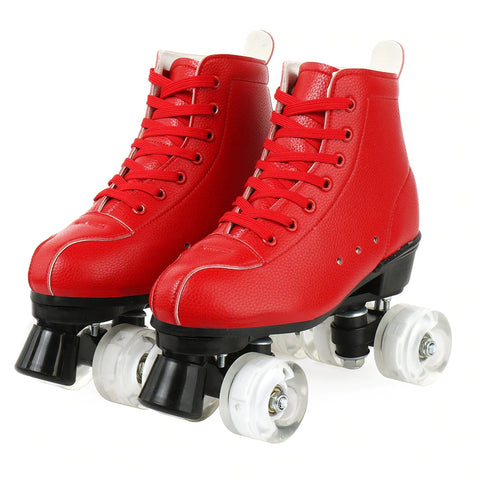 Patins à Double Rangée Big Red Cowhide avec Roues Lumineuses et Résistantes à l'Usure