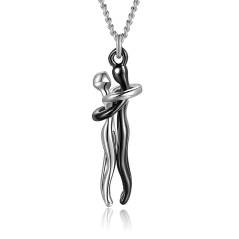Love Hug Necklace Unisex Men Women Couple Jewelry Simple Temperament Clavicle Chain Valentines Day Lover Gift - Fashionner
