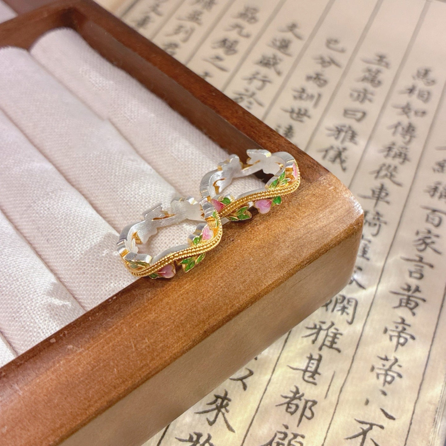 Buy 1Pcs 999.9 Sterling Silver Gold-Plated Floral Enamel Ring, Luxury Retro Style, Ideal For Birthdays & Holiday Gifts online at Fashionner.