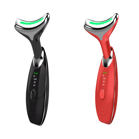 Appareil de Beauté Cou et Visage - Thérapie Photonique LED Colorée, Raffermit la Peau, Réduit le Double Menton, Anti-Rides, Masseur Liftant