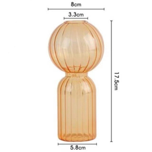 Ins Creative Glass Vase Striped Transparent Glass Vase Table Decorative Ornaments Hydroponic Flower Simple Vase