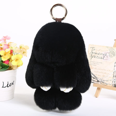Décoration de porte-clés de voiture avec pendentif en fourrure de lapin