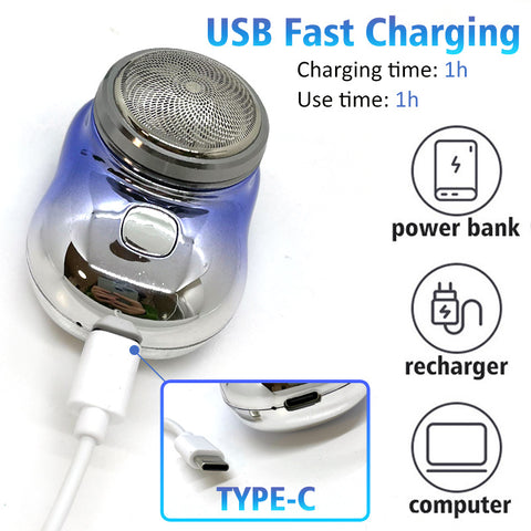 Mini rasoirs électriques portables sans fil pour le visage, rechargeables par USB, rasoir électrique humide et sec indolore, petite machine à raser pour hommes