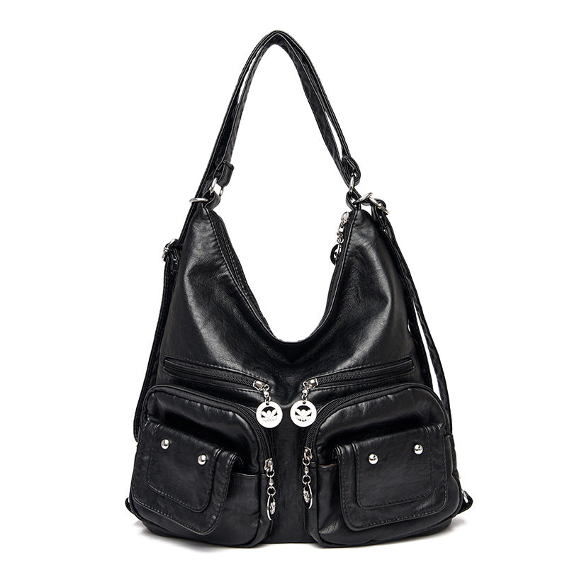 Women's Large Capacity Soft Leather Textured Shoulder Bag - Fashionner