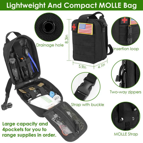 Kit de survie d'urgence 47 pièces Outil d'équipement EDC de survie