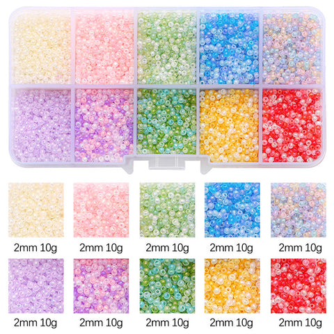 Perles de verre faites à la main avec paillettes de la même couleur