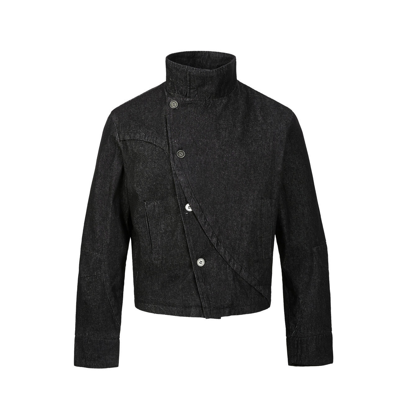 Buy Button Denim Jacket With Irregular Kendo Uniform Design online at Fashionner