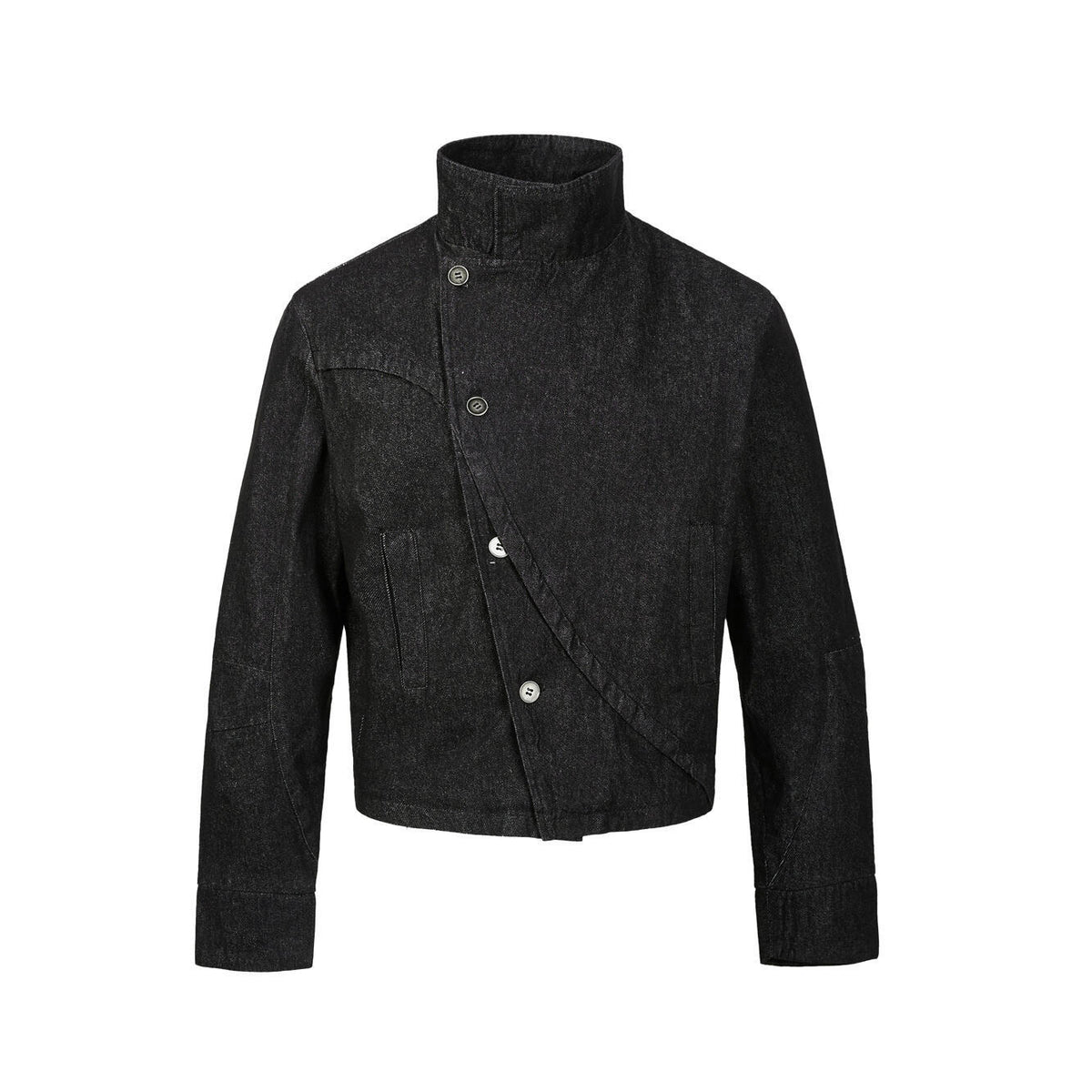 Buy Button Denim Jacket With Irregular Kendo Uniform Design online at Fashionner