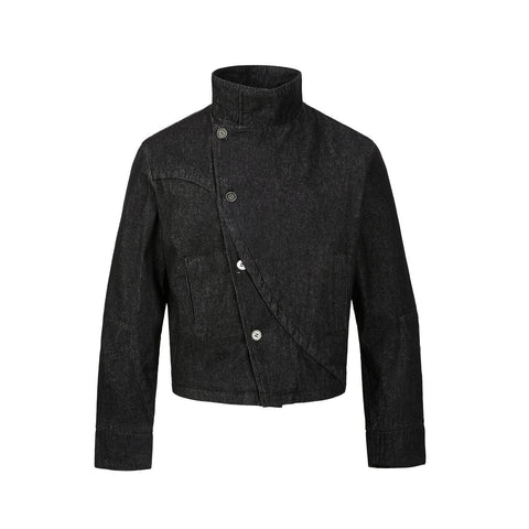 Buy Button Denim Jacket With Irregular Kendo Uniform Design online at Fashionner