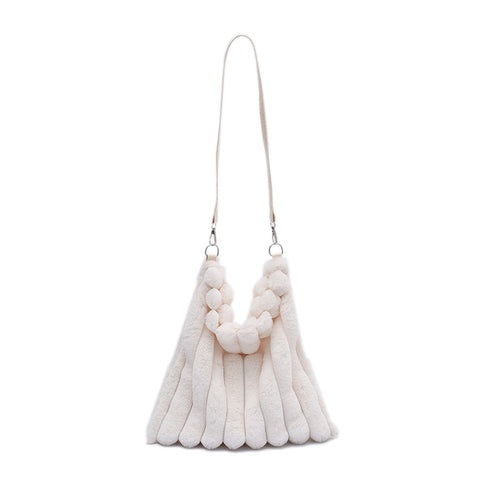 Contrast Plush Large Capacity Shoulder Bag