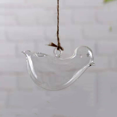 Aneth vert hydroponique et herbe à monnaie chinoise, verrerie mignonne avec oiseau