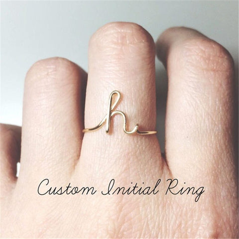 Bagues unisexe couleur or argent A-Z 26 lettres initiales pour femmes hommes Bagues de doigt créatives géométriques en alliage Bijoux en gros