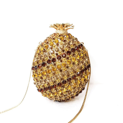 Sac de banquet en cristal en forme d'ananas avec incrustation de diamants en l'air