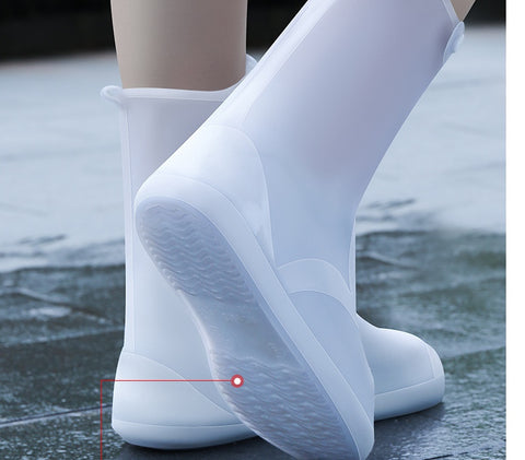 Nouvelles Couvre-Chaussures Imperméables Hautes Réutilisables en PVC Blanc pour Femmes