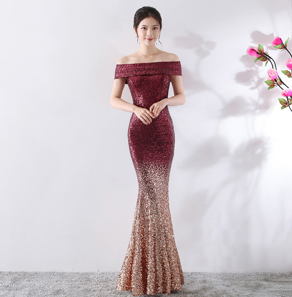 Birthday Party Dress Slimming Host Long Dress - Fashionner