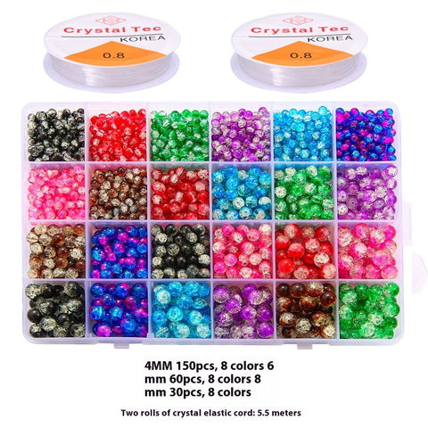 Perles rondes doubles en cristal de verre, kit de matériaux pour bracelet DIY fait à la main, boîte d'accessoires, matériaux pour enfiler les perles