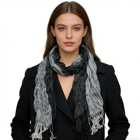 Buy Grey Winter Jacquard Polyester Long Scarf,Vacation,Daily Life,Evening Party,Office Appropriate Subtlety For Women Men,For Casual Outfits online at Fashionner.