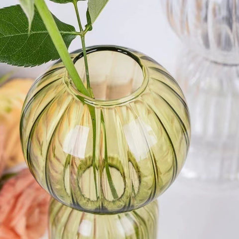 Vase en verre créatif ins, vase en verre transparent rayé, ornements décoratifs de table, vase simple pour fleurs hydroponiques