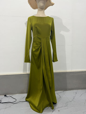 Autumn New Long Dress Style Satin Banquet President's Dress - Fashionner