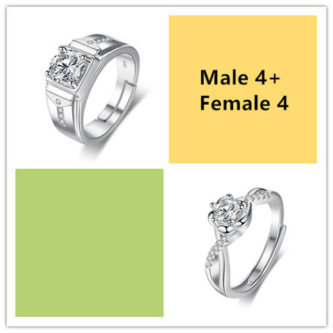 Bague de couple en argent plaqué bouche de zircon de simulation