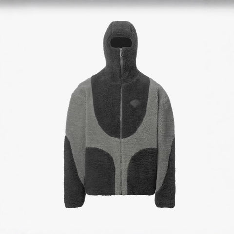 Veste à Capuche Zippée en Laine d'Agneau pour Homme, Sweat-shirt Décontracté avec Motif Lignes Patchwork