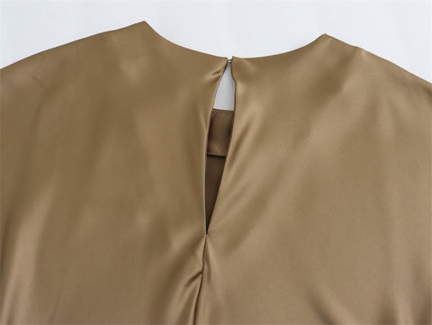 Satin Party Evening Women Midi Dress Elegant Keyhole Back A-Line Robe Sleeveless Female Long Dresses - Fashionner