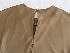 Satin Party Evening Women Midi Dress Elegant Keyhole Back A-Line Robe Sleeveless Female Long Dresses - Fashionner