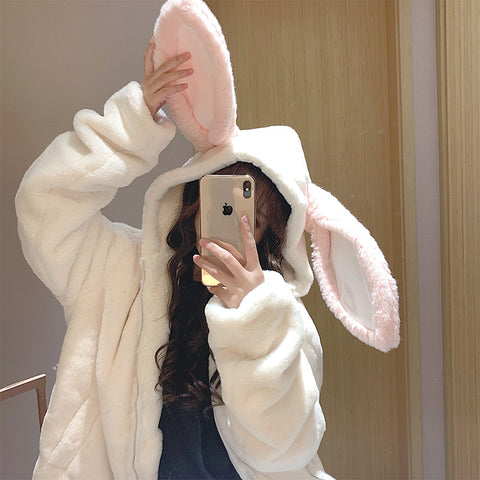 Autumn Winter Gothic Harajuku Couple Hoodies Cute Rabbit