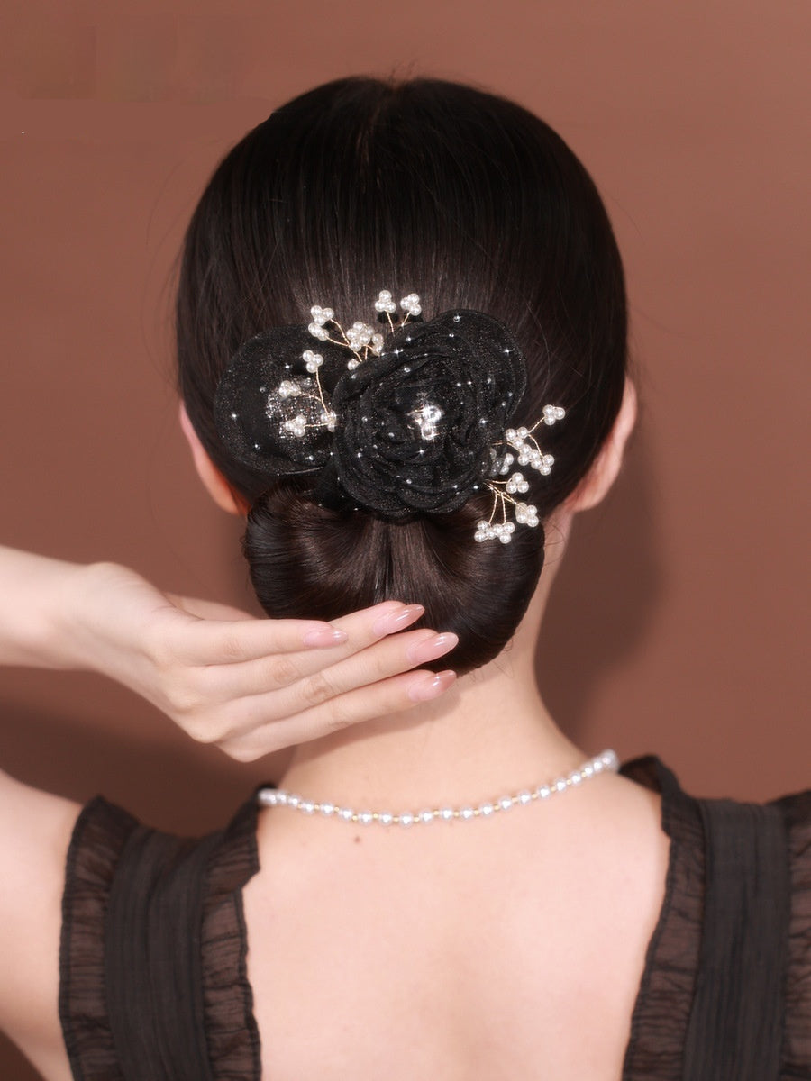 Buy Starry Sky Flower Style Updo Topknot Hair Clip Black Exquisite Headdress online at Fashionner.