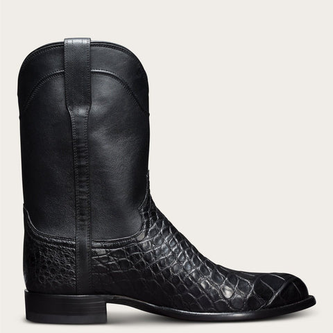 European and American Retro Men's Long Boots With Crocodile Pattern Western Denim Men's Shoes, Size 48 - Fashionner
