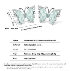 Ice Jade Stone S925 Silver Inlay Women's Fashion Rings Ear Studs