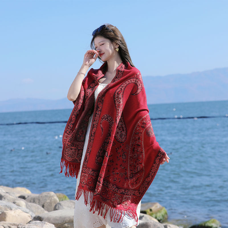 Buy Ethnic Style Jacquard Woven Artificial Cashmere Scarf Women online at Fashionner.