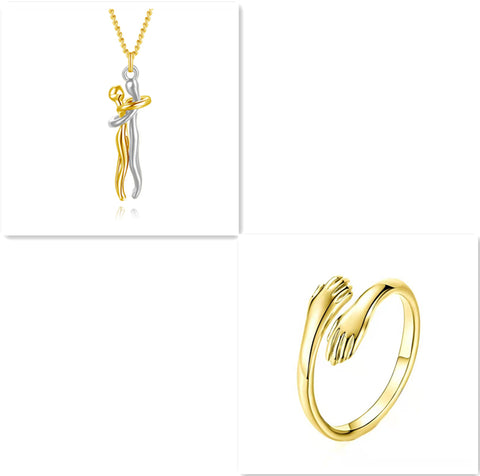 Love Hug Necklace Unisex Men Women Couple Jewelry Simple Temperament Clavicle Chain Valentines Day Lover Gift - Fashionner