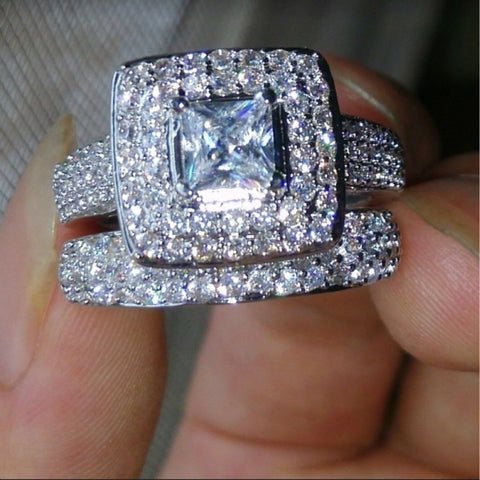 Bague de couple zircon blanc