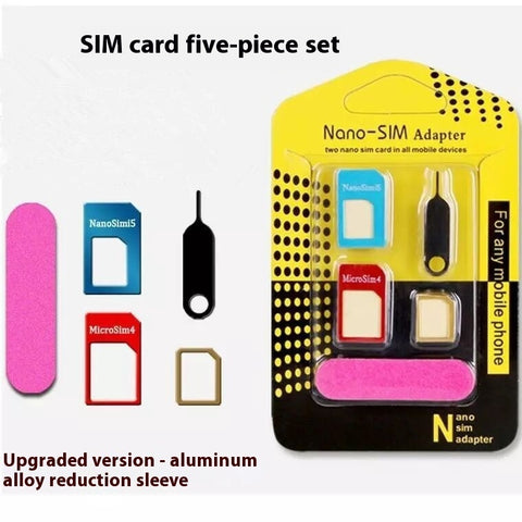 Kit de Conversion Carte SIM Standard vers Micro SIM en Alliage d'Aluminium - Manchon de Support Métallique - Cinq Pièces