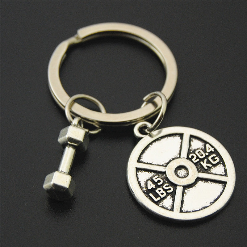 Mini Sports Equipment Keychain Dumbbell Weightlifting Unique Key Pendant
