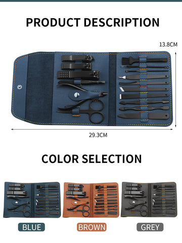 16pcs set Nail Clipper Cutter Trimmer Ear Pick Grooming Kit Manicure Set Pedicure Toe Nail Art Tools Set Kits with Bag - Fashionner