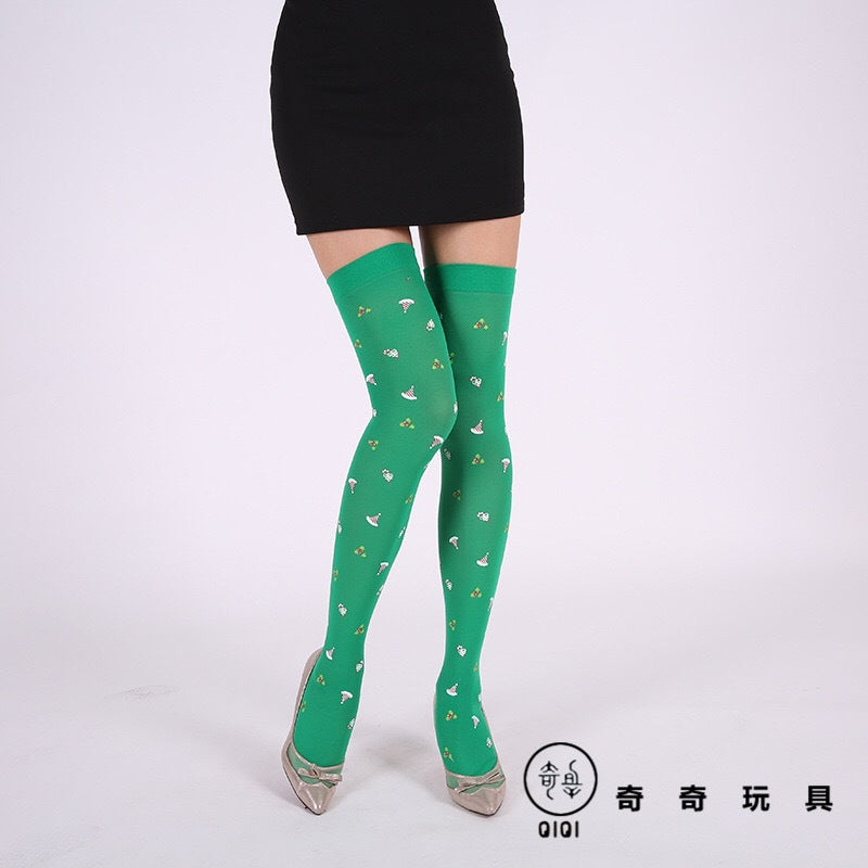 Christmas Plush Doll Knee Socks Bow Stockings - Fashionner