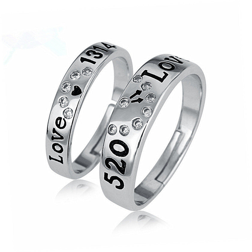 Men And Women's Creative Silver Diamond Rings - Love Rings -  Couple Creative Love Rings