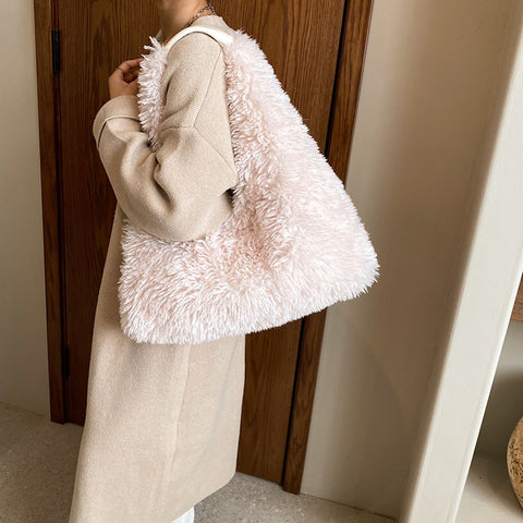 New Autumn And Ainter Plush Handbags Large-capacity Shoulder Armpit Bag Cute Fashion Luxury Designer Tote Bags For Women Trend - Fashionner