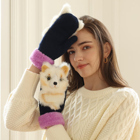 Gants d'hiver en peluche animaux pour femmes