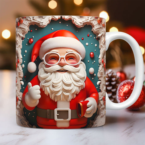 Tasse en céramique de Noël 3D créative, design spatial unique, bonhomme de neige, Père Noël, tasse à café, thé, lait, cadeaux de Noël pour enfants, adultes, gadgets de cuisine