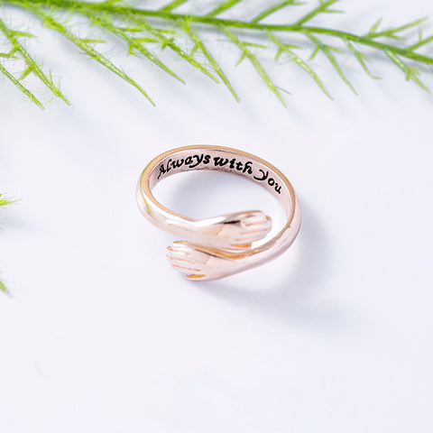 Bagues Étreintes Or Rose Argent "Toujours avec Toi" Pour Femmes Hommes