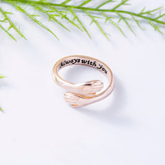 Silver Rose Gold Always With You Hug Rings For Women Men