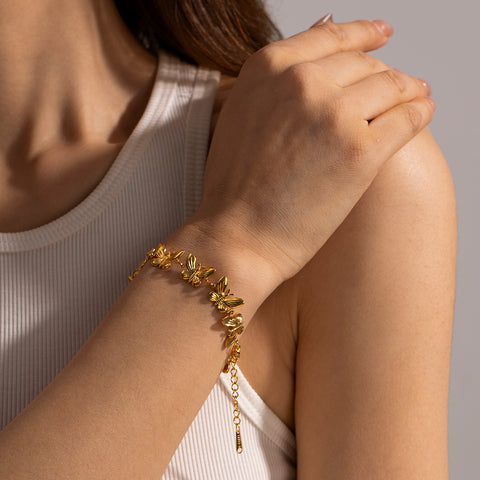 Bracelet papillon en acier inoxydable, élégant et assorti, de style européen et américain, pour femmes, bijoux de luxe délicats