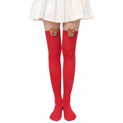 Christmas Plush Doll Knee Socks Bow Stockings - Fashionner