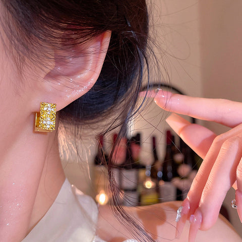 Buy Ultra-Shimmering Zircon Geometric Stud Earrings online at Fashionner.