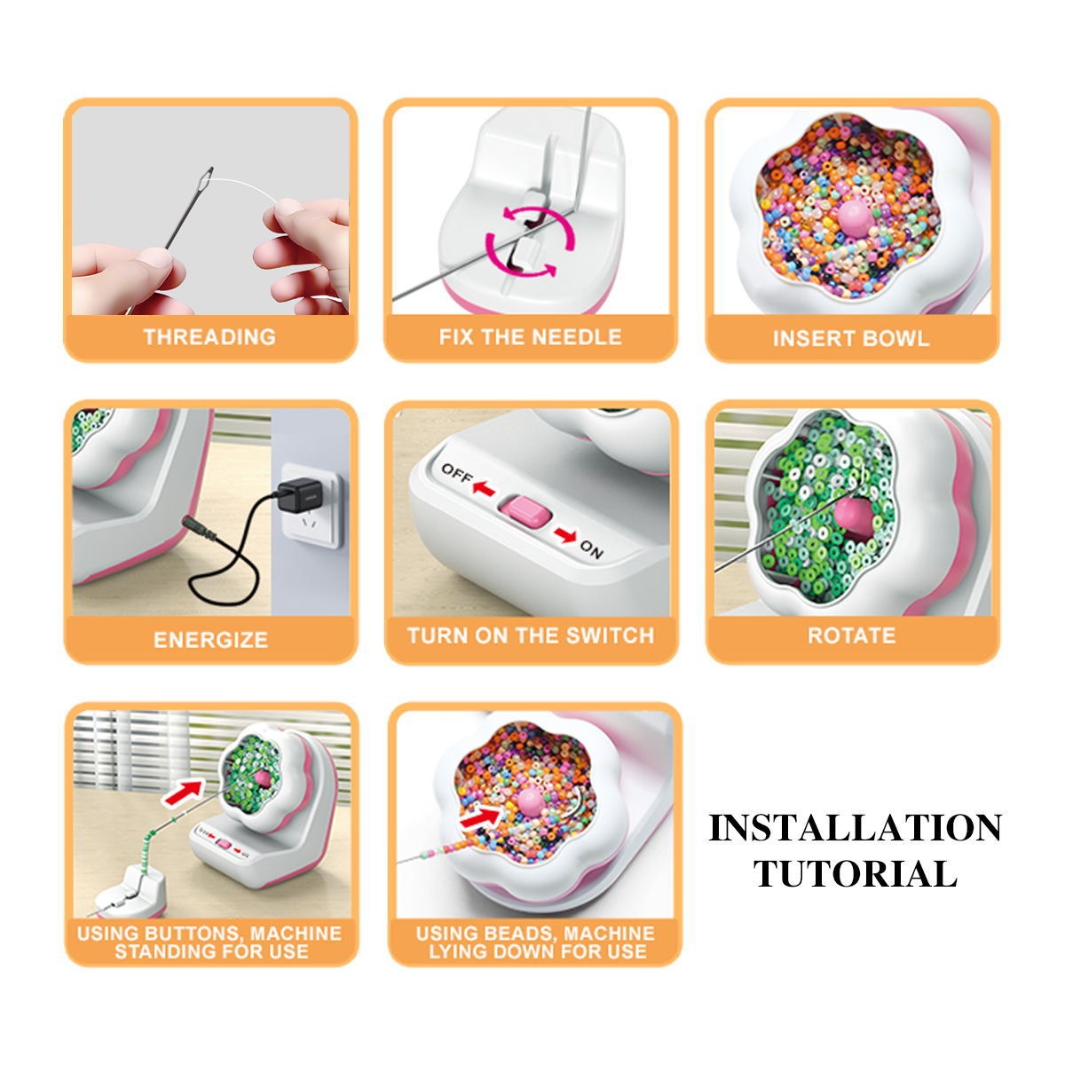 Electric automatic beading machine beading bowl DIY manual beading machine soft ceramic rice bead beading tool beading tool - Fashionner