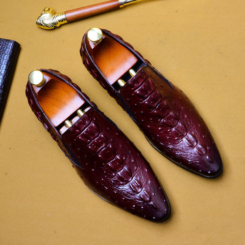 Men's Leather asual business breathable crocodile pattern trendy men's shoes - Fashionner
