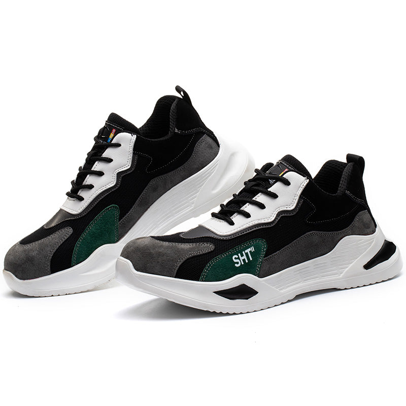 New Men's Anti Smash And Anti Puncture Breathable Work Shoes Steel Toe Cap Protective Shoes Safety Shoes - Fashionner